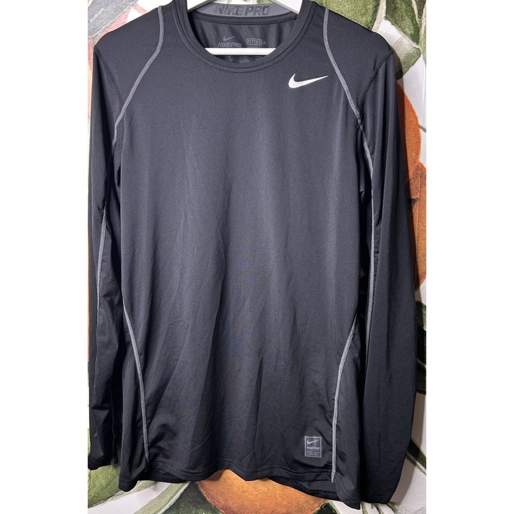 Nike Pro Mens Shirt Fitted Small Black Long Sleeve Shirt